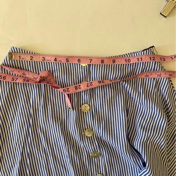 Vanessa Mooney || Celia Bustier Crop Top Button Mini Skirt Set Blue Stripe S NWT - Picture 9 of 10